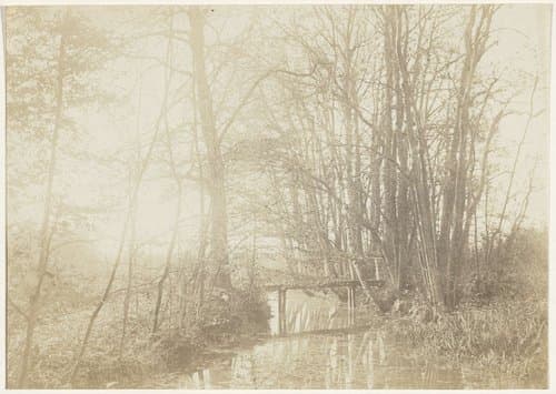 Boslandschap met beek en brug by anonymous