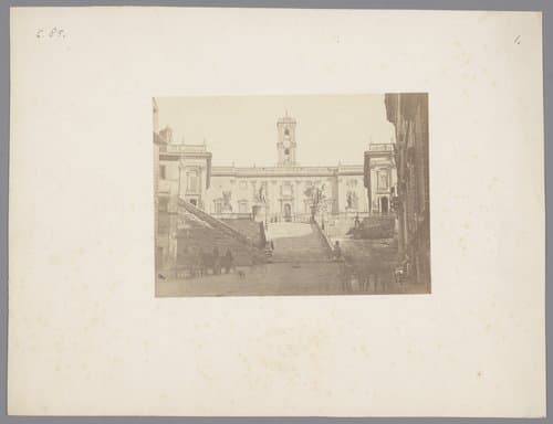 Gezicht op het Palazzo Senatorio aan het Piazza del Campidoglio op het Capitool in Rome by Pietro Dovizielli