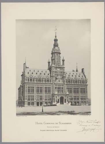 Hotel communal de Schaerbeek. Province de Brabant. Façade principale, Place Colignon by Joseph Maes