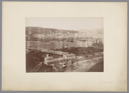 Gezicht op de haven van Genua, Italië