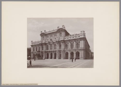 Gezicht op het Piazza Carlo Alberto en Palazzo Carignano te Turijn, Italië by Giacomo Brogi
