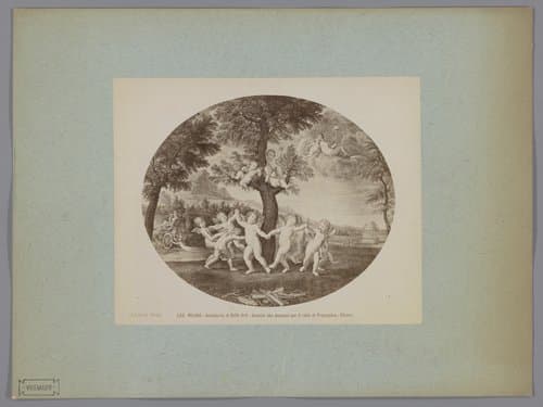 Fotoreproductie van een schilderij met putti dansend om de boom van Proserpina naar Francesco Albani by anonymous