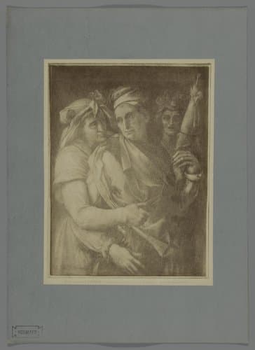 Fotoreproductie van schilderij Le Tre Parche door Rosso Fiorentino in de Galleria Palatina te Florence, Italië