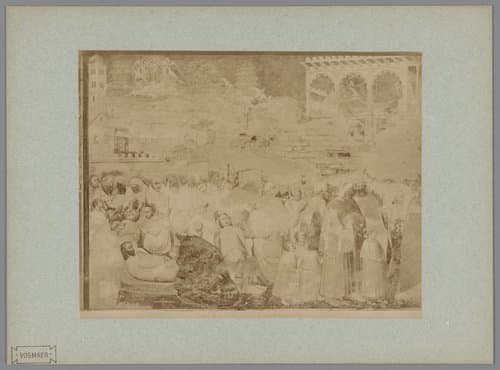 Fotoreproductie van het fresco De dood van S. Ranieri naar Antonio Veneziano in het Camposanto te Pisa, Italië by Fratelli Alinari