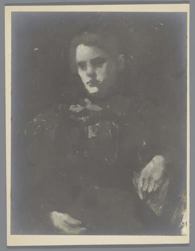 Fotoreproductie van het schilderij Portret van een vrouw naar George Hendrik Breitner by George Hendrik Breitner