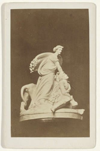 Vier foto's van het ontwerp voor een monument voor de slag bij Heiligerlee by Johannes Hinderikus Egenberger