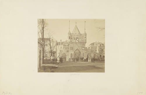 Erepoort bij de ingang van de Vondelstraat te Amsterdam tijdens het Aprilfeest 1872 by Wegner & Mottu