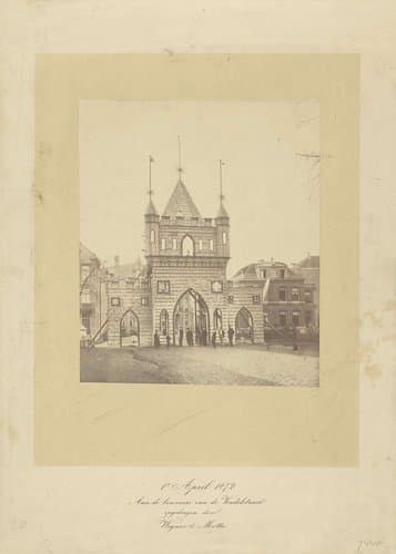 Erepoort bij de ingang van de Vondelstraat te Amsterdam tijdens het Aprilfeest 1872 by Wegner & Mottu