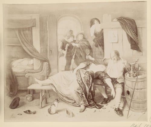 Fotoreproductie van het schilderij Het dronken paar door Jan Steen by anonymous