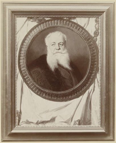 Fotoreproductie van een geschilderd portret van de beeldhouwer Arthur du Passage