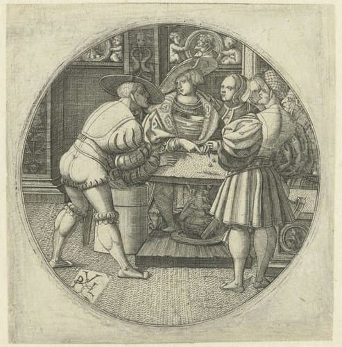 Dobbelspel by Monogrammist PVL (16e eeuw)