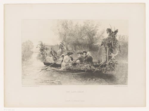 Versierde roeiboot op het water by Adolphe Lalauze