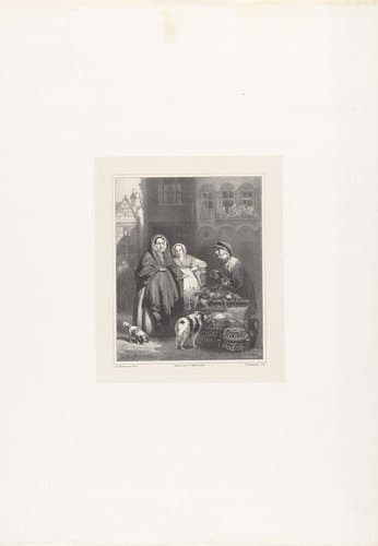 Dame en dienstmeid bij een wildkoopman by Carel Frederik Curtenius Bentinck