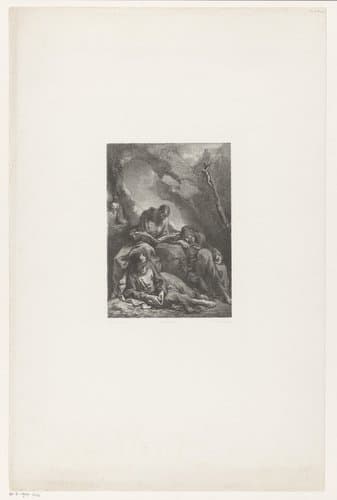 Drie heremieten in een grot by Jan Mesker