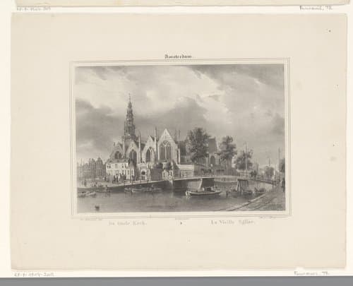 Gezicht op de Oude Kerk te Amsterdam by Théodore Fourmois