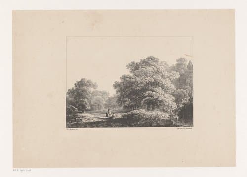 Bosgezicht met drie figuren by Barend Cornelis Koekkoek