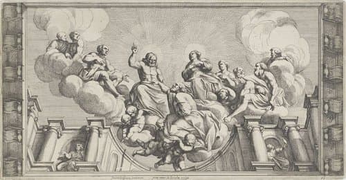 Petrus in de hemel ontvangen by Pietro Sante Bartoli