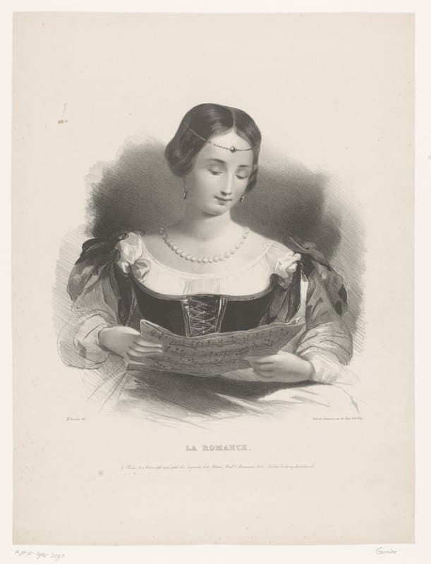 Vrouw met bladmuziek by Hippolyte Louis Garnier