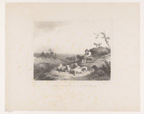 Heuvellandschap met herder en kudde by Barend Cornelis Koekkoek