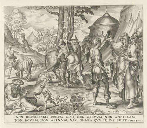 Jakob onderhandelt met Laban by Harmen Jansz Muller
