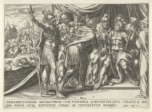 Achan voor Jozua by Harmen Jansz Muller