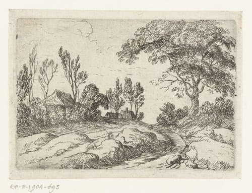 Grote boom langs een weg by Lodewijk de Vadder