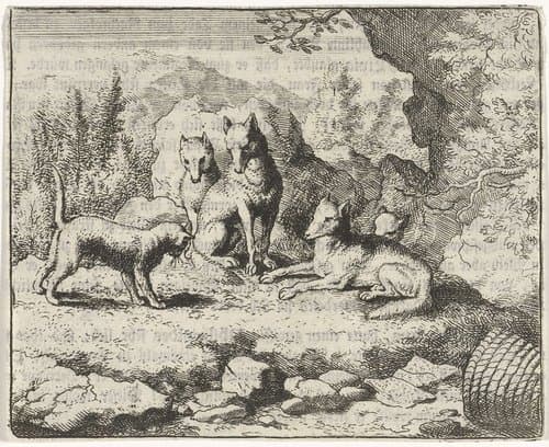 Tibert de kat dagvaardt Reinaert de vos by Allaert van Everdingen