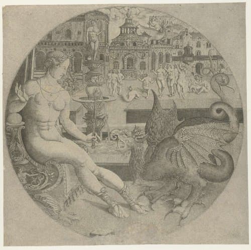 Heilige Martha en de draak by Monogrammist AC (16e eeuw)