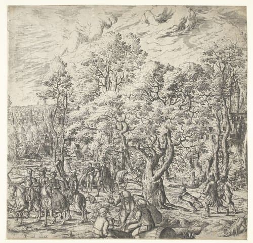 Hertenjacht by Hans Bol