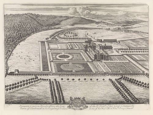 Gezicht op Hampton Court by Johannes Kip