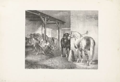 Hoefsmid aan het werk by Théodore Géricault