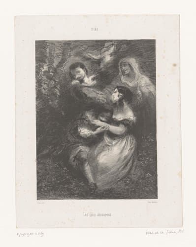 Vrouw met twee minnaars en een koppelaarster by Narcisse Virgile Diaz de la Peña