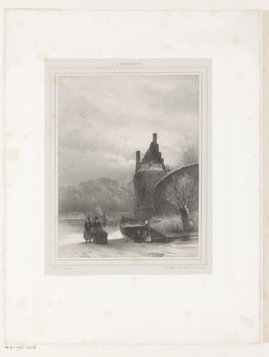 Wintergezicht met stadsmuur by Willem de Koning