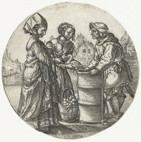 Vogelverkoper by Monogrammist IB (16e eeuw)