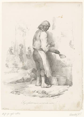 Metselaar bij een muur by Nicolas Toussaint Charlet