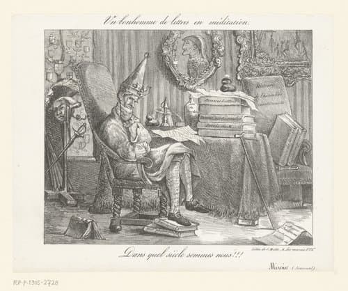 Karikatuur van een geleerde by anonymous; Eugène Delacroix