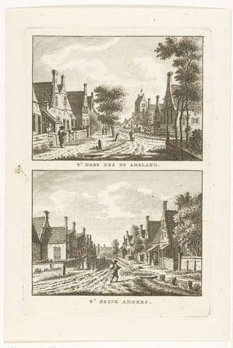 Twee dorpsgezichten te Nes op Ameland by Carel Frederik Bendorp (I)