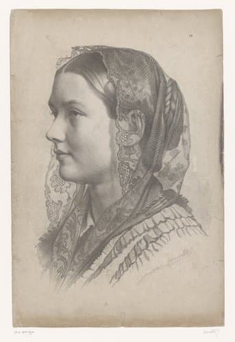 Portret van een meisje met kanten sluier by Josephine Ducollet