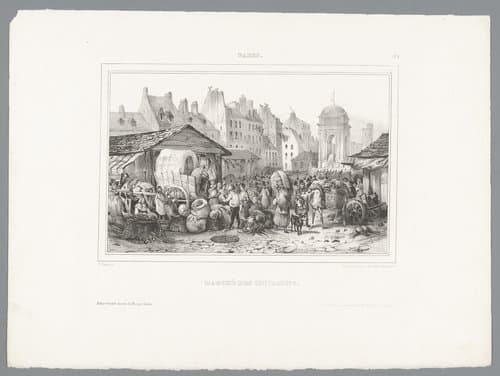 Markt op de Place du Marché des Innocents by Victor Adam