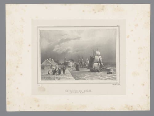 Zicht op de haven van Le Havre by Isodore-Laurent Deroy
