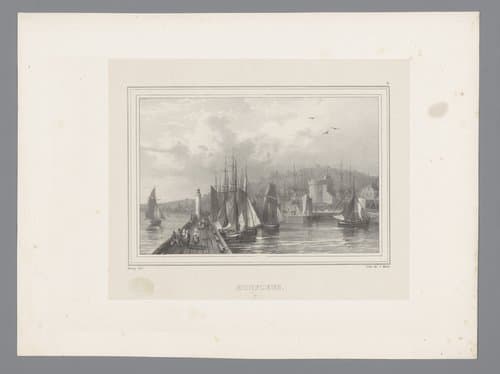 Zicht op de haven van Honfleur by Isodore-Laurent Deroy