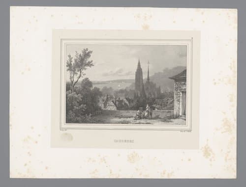 Zicht op Caudebec-en-Caux by Isodore-Laurent Deroy