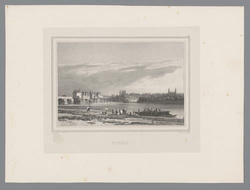 Zicht op Poissy by Isodore-Laurent Deroy