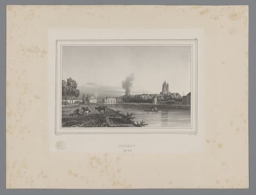 Zicht op Nogent-sur-Seine by Isodore-Laurent Deroy