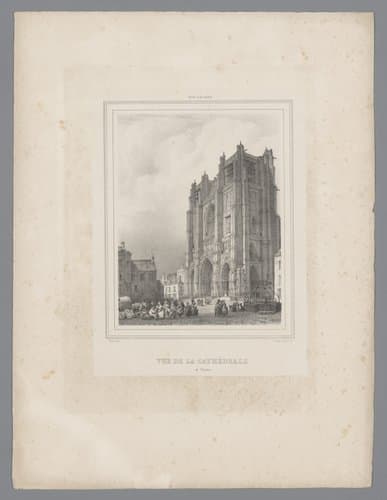 Zicht op de kathedraal Saint-Pierre-et-Saint-Paul te Nantes by Isodore-Laurent Deroy