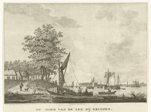 De hoek van de Lek bij Krimpen by Carel Frederik Bendorp (I)