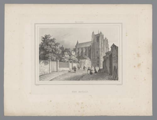 Zicht op de kathedraal van Nantes vanaf de Rue Royale by Isodore-Laurent Deroy