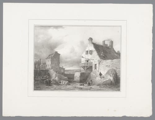 Dorpsgezicht aan de kust by Théodore Gudin
