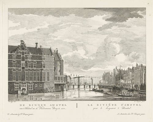 De Binnen Amstel van 't Rondeel na de Halvemaans Brug te zien / La riviêre d'Amstel pres le logement 't Rondeel