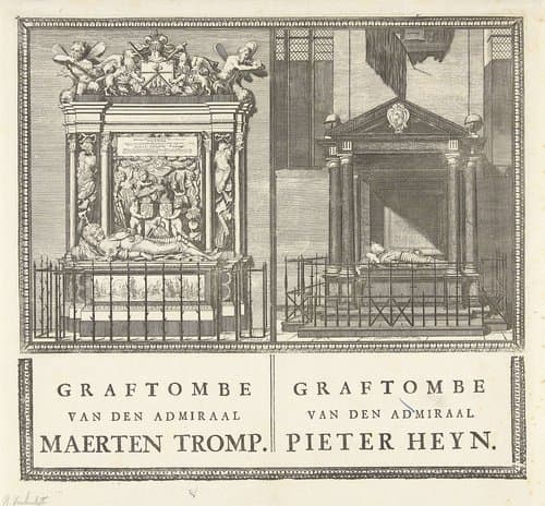 Graftomben van admiralen Maarten Harpertsz. Tromp en Piet Hein in Oude Kerk te Delft